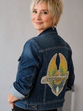 Journey Upcycled Denim Jacket Band T Shirt Rock Festival Concert 80s